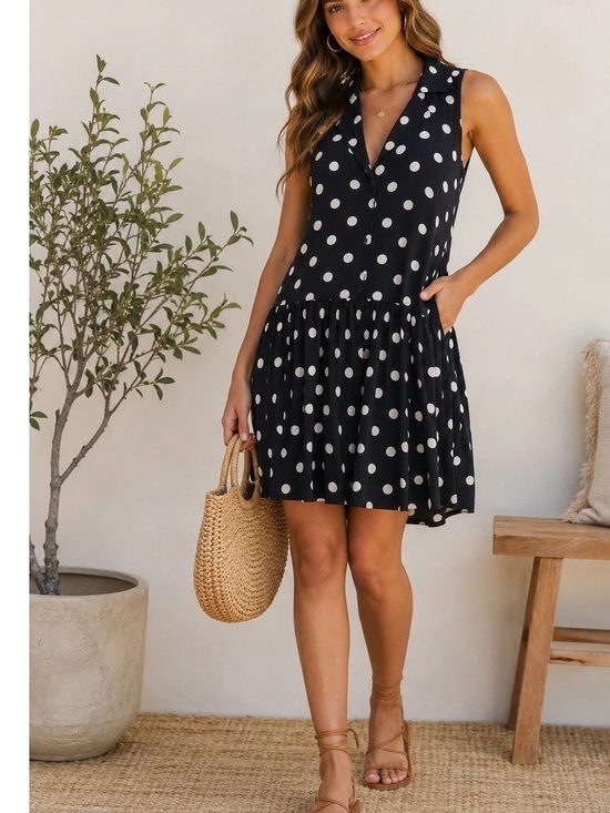 Xhilaration Dresses & Skirts - Xhilaration Polka Dot Sleeveless Pinup Halter Mini Dress Women’s Large